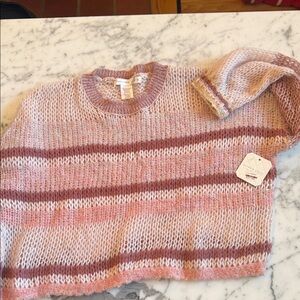 Altar'd State Pink and Cream Striped Sweater